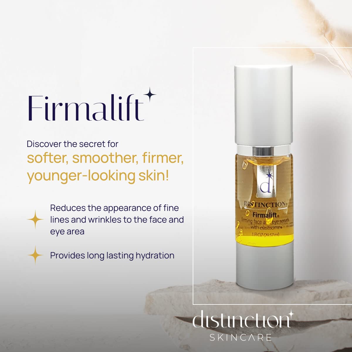 Distinction Firmalift Firming Face and Eye Serum Lotion Cream with Elastisome | Anti Aging Serum - Helps Reduce The Appearance of Fine Lines and Wrinkles, Soothes, and Moisturizes (2 Pack)