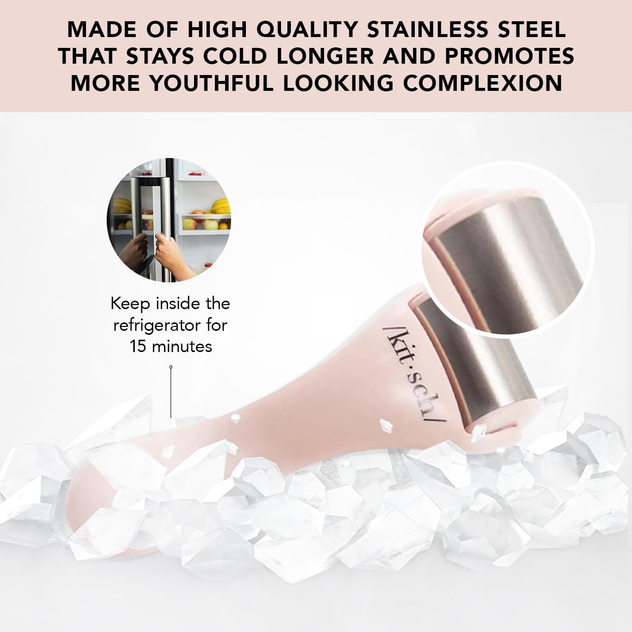 Kitsch Ice Roller, Stainless Steel Facial Roller, Cooling Face Roller