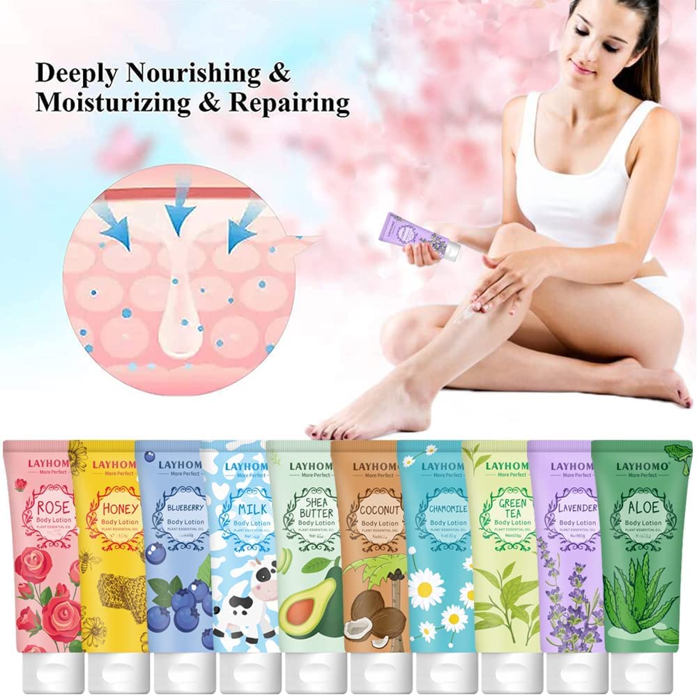 12 Pack Body Lotion Gift Set for Women,Natural Fragrance Body Care Cream Moisturizing Travel Size Body Lotion With Shea Butter and Aloe,Bulk Body Lotion Sets, Christmas Stocking Stuffers Valentines