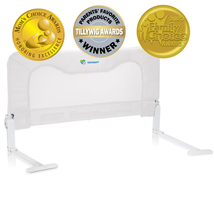 TotCraft Toddler Bed Rails Guard – Universal Baby & Children Bed Rail for Box Spring &slats – Kids Bed Rails for Toddlers for Twin, Double, Full Size Queen &King Bed - White (35.5L19.5H) in