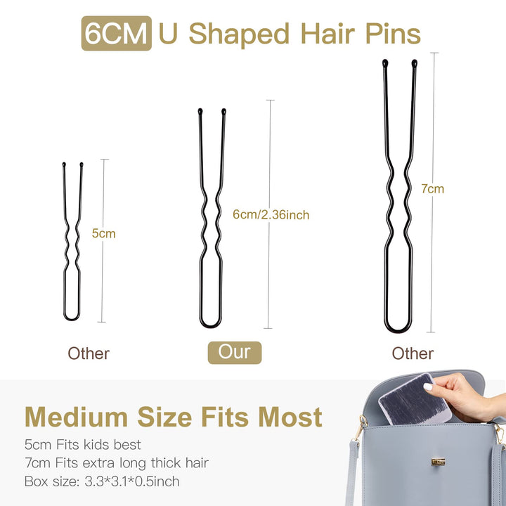 Bun Hair Pins, IKOCO 80pcs U Shaped Hair Pins for Women with Storage Box, Golden, 2.4 inch