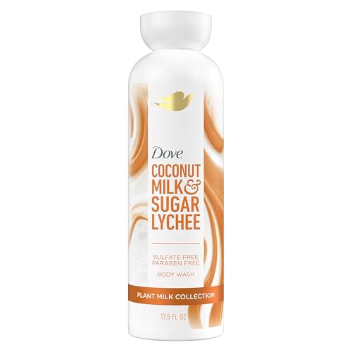 Dove Plant Milk Cleansing Body Wash Coconut & Lychee for Moisturized Skin Gentle Cleanser, No Sulfate Cleansers or Parabens, 98% Biodegradable 17.5 fl oz