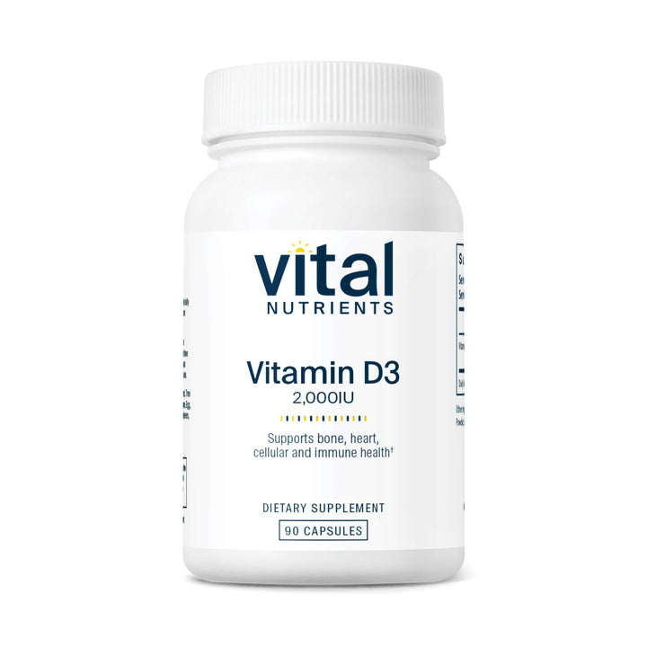 Vital Nutrients Vitamin D 2000 IU | Vitamin D3 Supplement | Healthy Bones, Teeth, Muscles*| Cellular & Immune Function | Calcium Absorption | Gluten, Dairy and Soy Free | 90 Capsules
