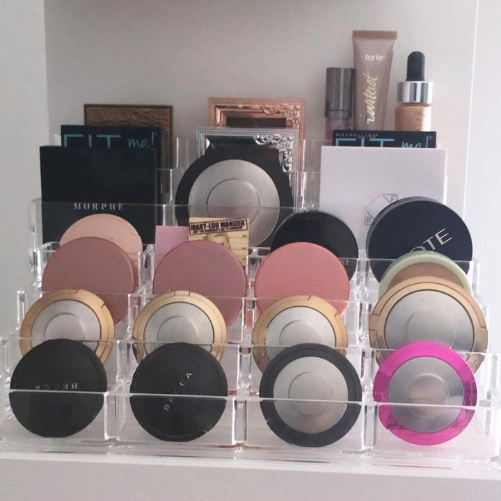 byAlegory Tiered Eyeshadow Makeup Organizer | 16 Space Cosmetic Storage, 4 Tiers (CLEAR)