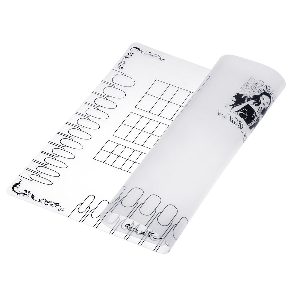 Anself Nail Art Silicone Mat Foldable Washable Table Pad Nail Practice Workspace Design Plate For Stamping Reverse Stamp