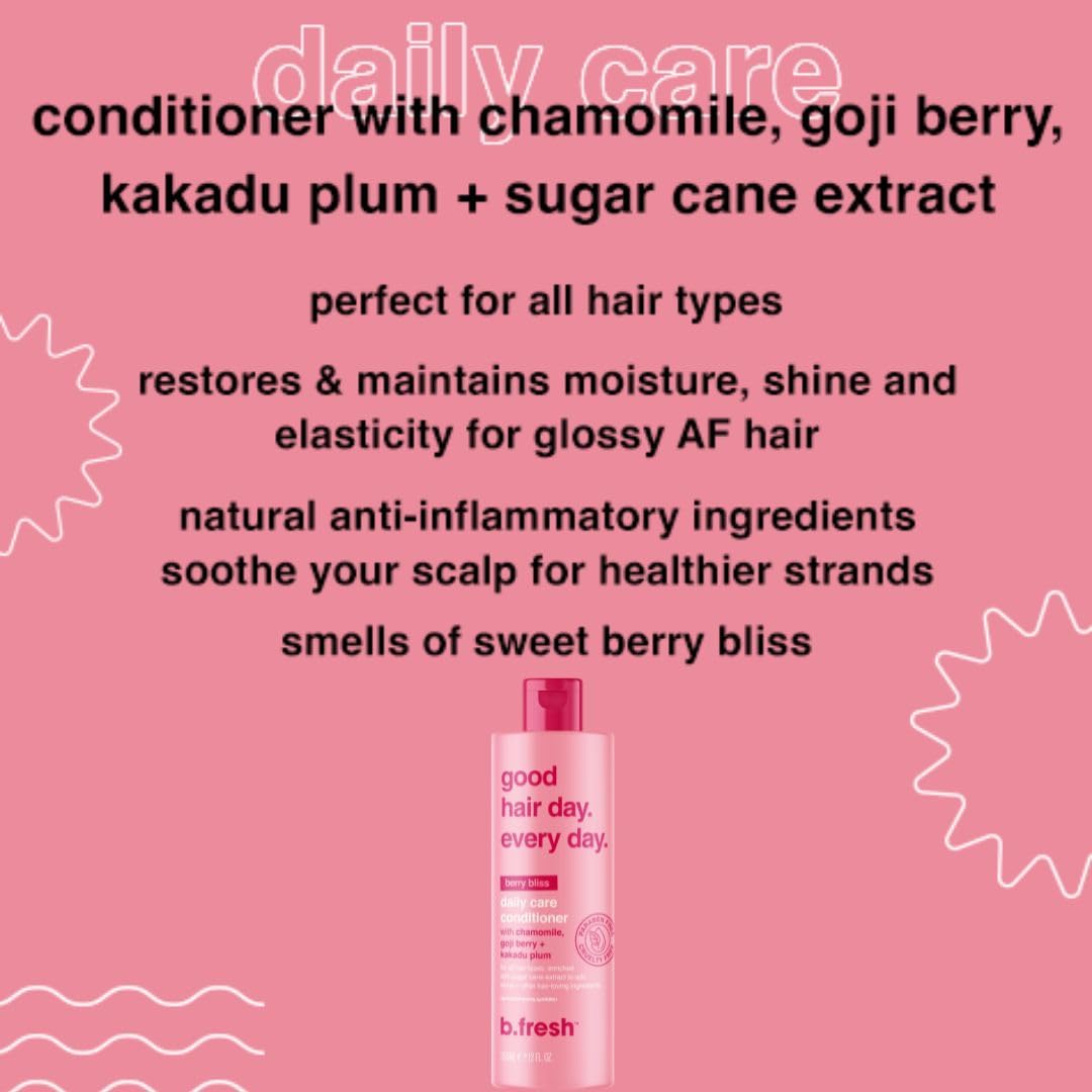 b.fresh Daily Care Conditioner | Good Hair Day. Everyday. - Daily Conditioning for All Hair Types, Enriched with Chamomile + Sugar Cane Extract for Shine, 12 Fl Oz