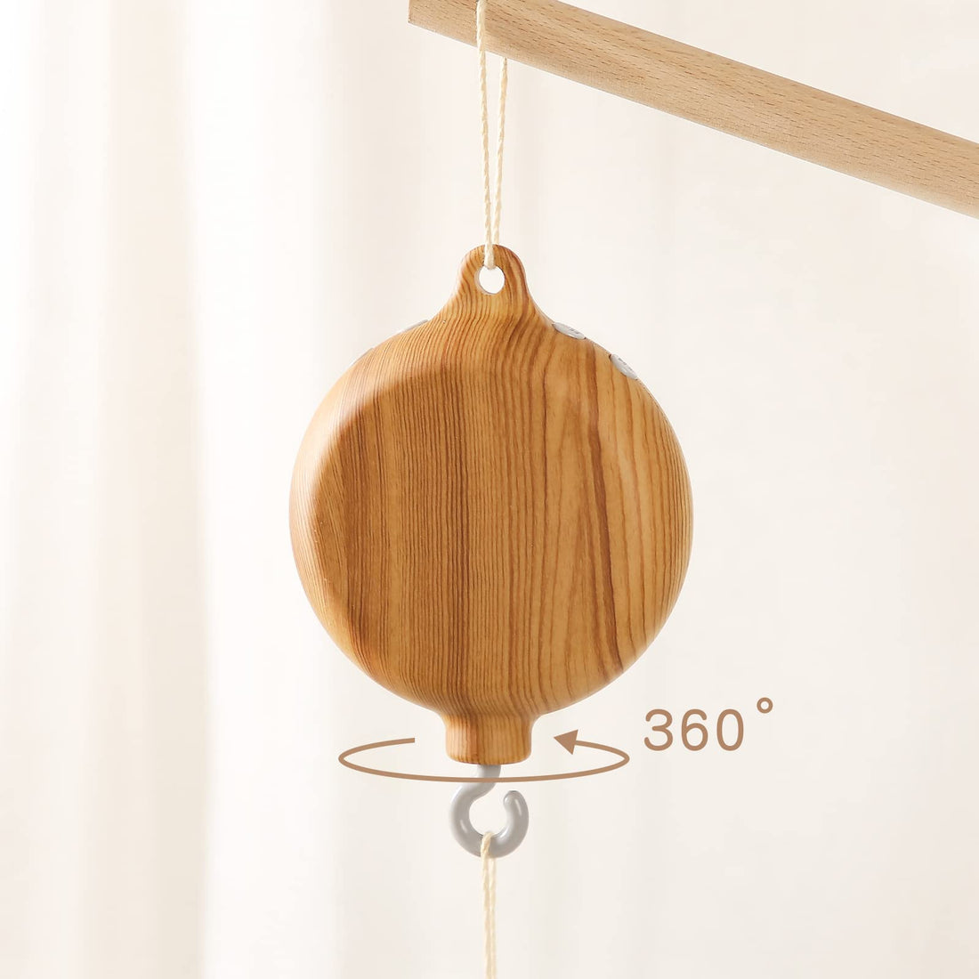 Baby Crib Mobile Musical Box - Mobile Rotary Music Box Imitation Wood - Music Box with Rotating Hook -Crib Mobile Motor Battery Operated Plays 35 Tunes Crib Toys Attachments (Without Arm)