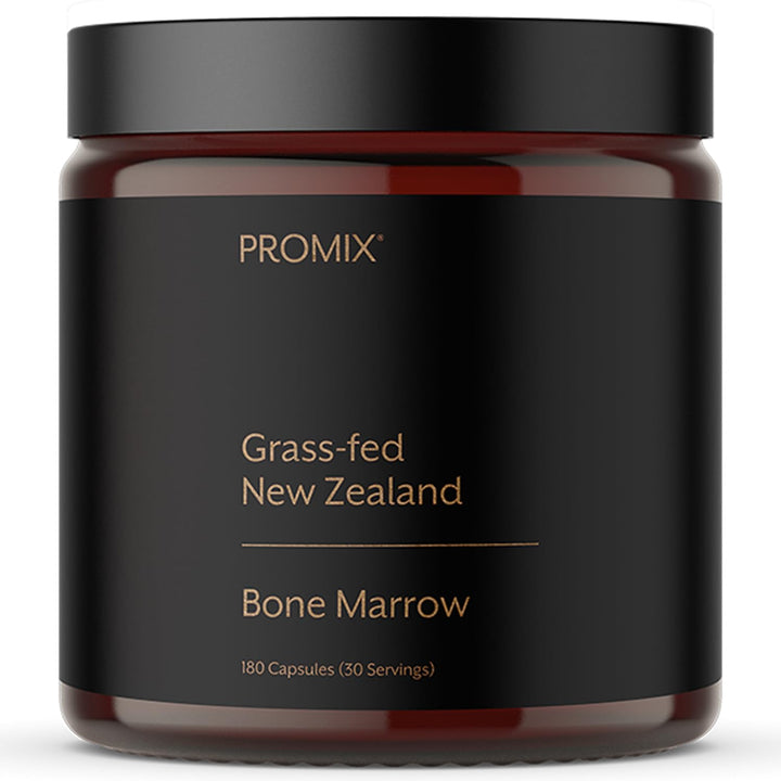 ProMix Nutrition Grass-Fed Beef Bone Marrow Supplement | Rich in Collagen, Vitamins & Minerals - Raw & Freeze Dried | - 180 Gelatin Capsules