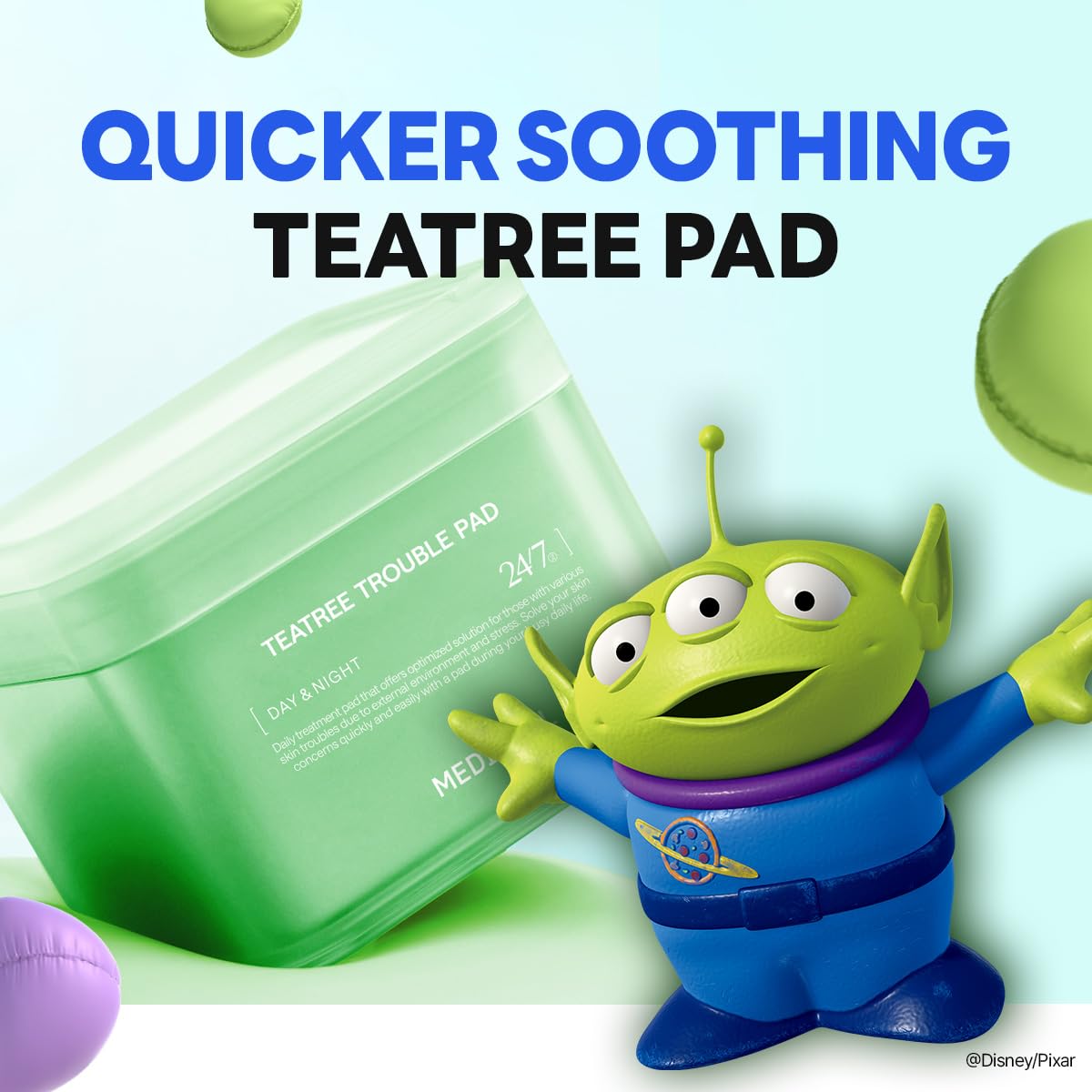 MEDIHEAL Madecassoside Toner Pads [Disney Pixar Edition]-Centella Asiatica to Improve Uneven Skin Tone - Vegan Face Gauze, Full Size 100 + Refill 100 (Teatree, 200 Pads)