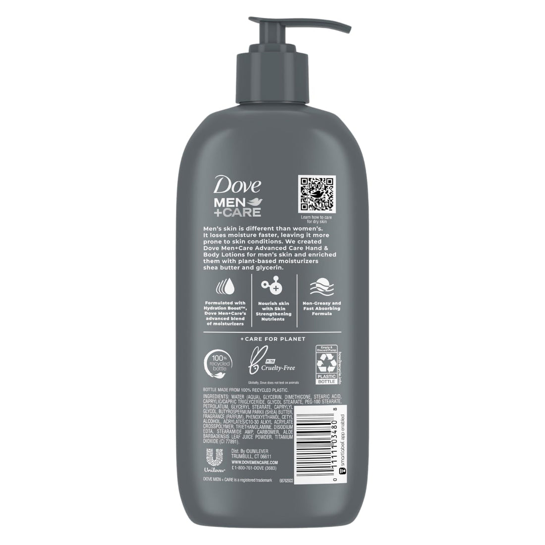 Dove Hand & Body Lotion, Men+Care Value Pack – Sensitive Skin Comfort Formula with Shea Butter & Aloe Vera, Calming Lotion for Dry Skin, 13.5 Fl Oz (Pack of 2)