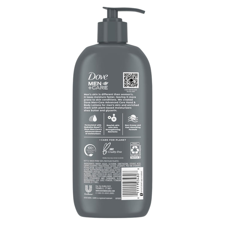 Dove Hand & Body Lotion, Men+Care Value Pack – Sensitive Skin Comfort Formula with Shea Butter & Aloe Vera, Calming Lotion for Dry Skin, 13.5 Fl Oz (Pack of 2)
