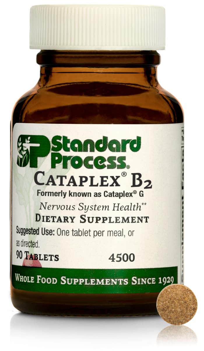 Standard Process Inc. Cataplex B2 - Whole Food Nervous System Supplements, Metabolism, Brain Supplement and Liver Support with Calcium Lactate, Riboflavin, Wheat Germ, Choline - 90 Tablets