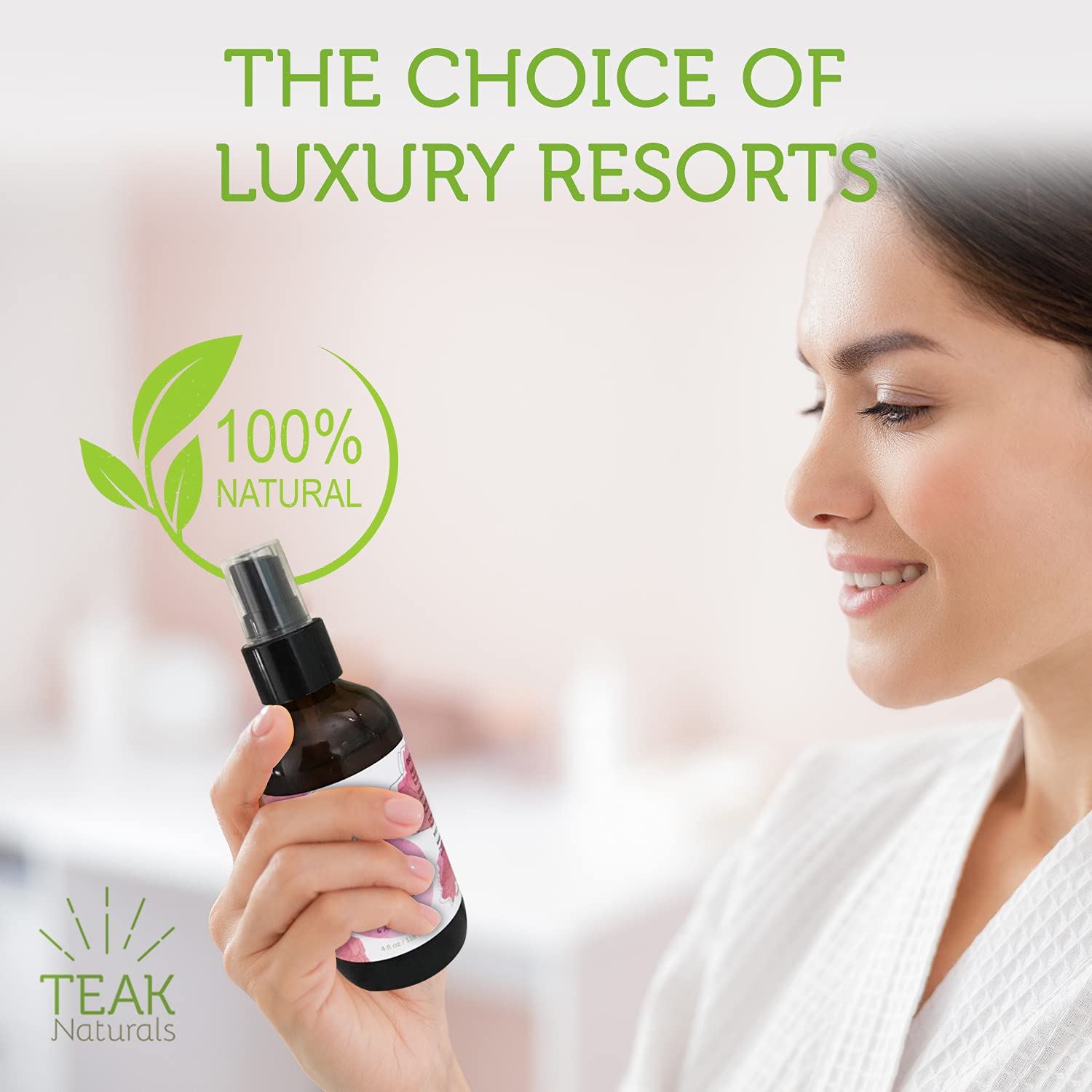 118 ml : ROSE WATER TONER by Teak Naturals - 100% Organic Natural Moroccan Rosewater (Chemical Free) - 4 oz