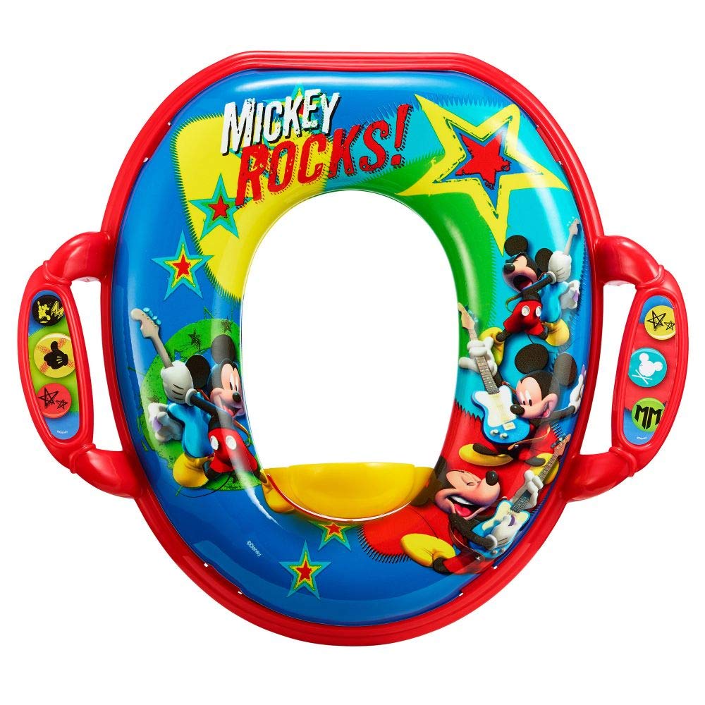 The First Years Disney Mickey Mouse Soft Potty Seat - Cushioned Toddler Toilet Seat Attachment - Toddler Potty Training Toilet Seat with Handles - Ages 18 Months and Up