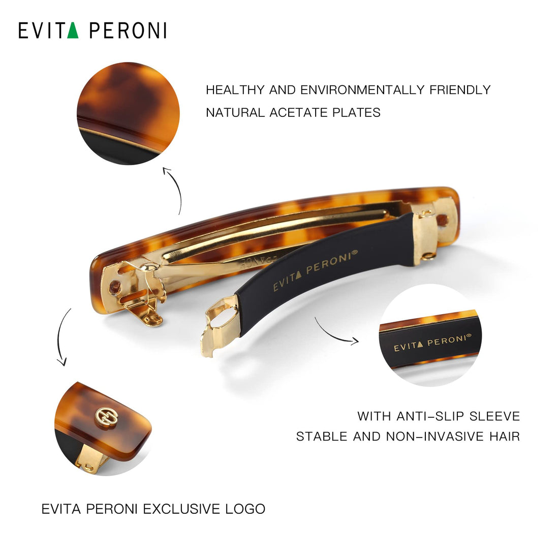 EVITA PERONI Large Medium Small Black Tortoise Blue Green Pink Purple Resin Hair Claw Clips Accessories for Women Girls
