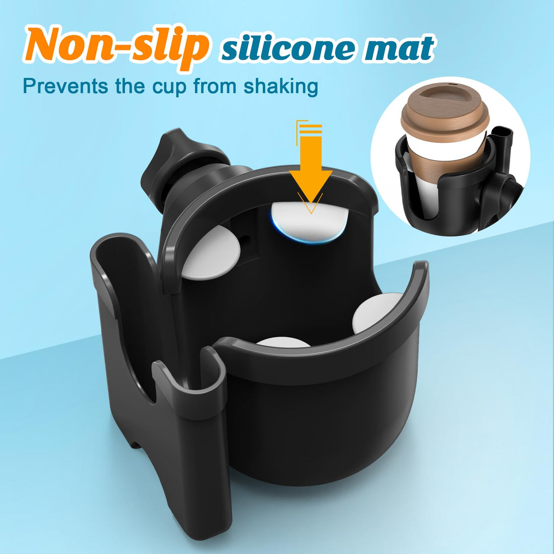 Guiseapue Cup Holder for Walker, Stroller Cup Holder Attachment with Phone Holder, Wheelchair/Stroller Accessories for Uppababy, Nuna, Doona, Rollator, Bike, Scooter, Baby Travel Essential