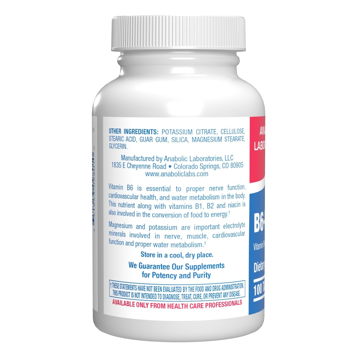 Calcium Magnesium B6 Supplement - Clinically Formulated Vitamin B6 50mg Complex for Energy Metabolism Krebs Cycle Heart Bone and Nerve Support with B1 B2 Niacin and Potassium (100 Servings)