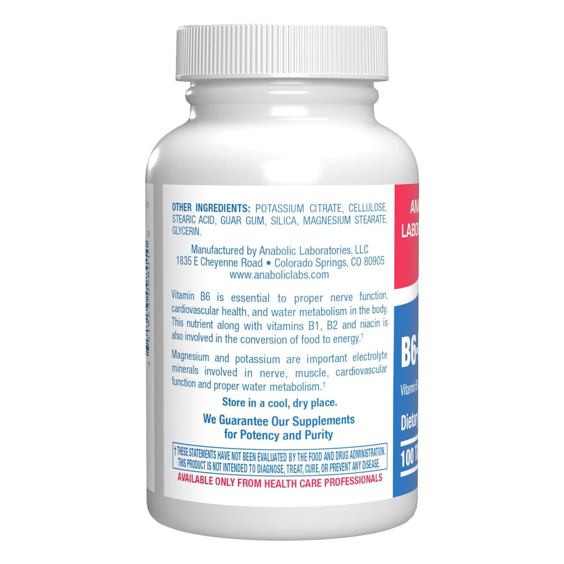 Calcium Magnesium B6 Supplement - Clinically Formulated Vitamin B6 50mg Complex for Energy Metabolism Krebs Cycle Heart Bone and Nerve Support with B1 B2 Niacin and Potassium (100 Servings)