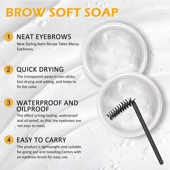 Soap Brows Kit,2Pcs/Set Eyebrow Freeze Styling Wax,Waterproof Long-lasting Eyebrows Enhancer Shaping Clear Tint Gel, Eye Brow Makeup Balm Pomade Cosmetics (2pcs 01#)
