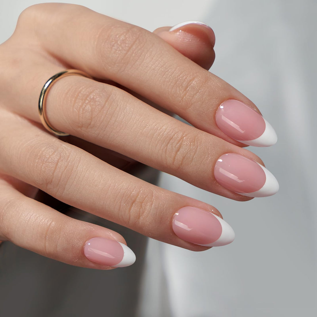 BTArtboxnails French Gel Nail Tips - French Tip Press on Nails Pink Short Almond XCOATTIPS for Nail Extensions