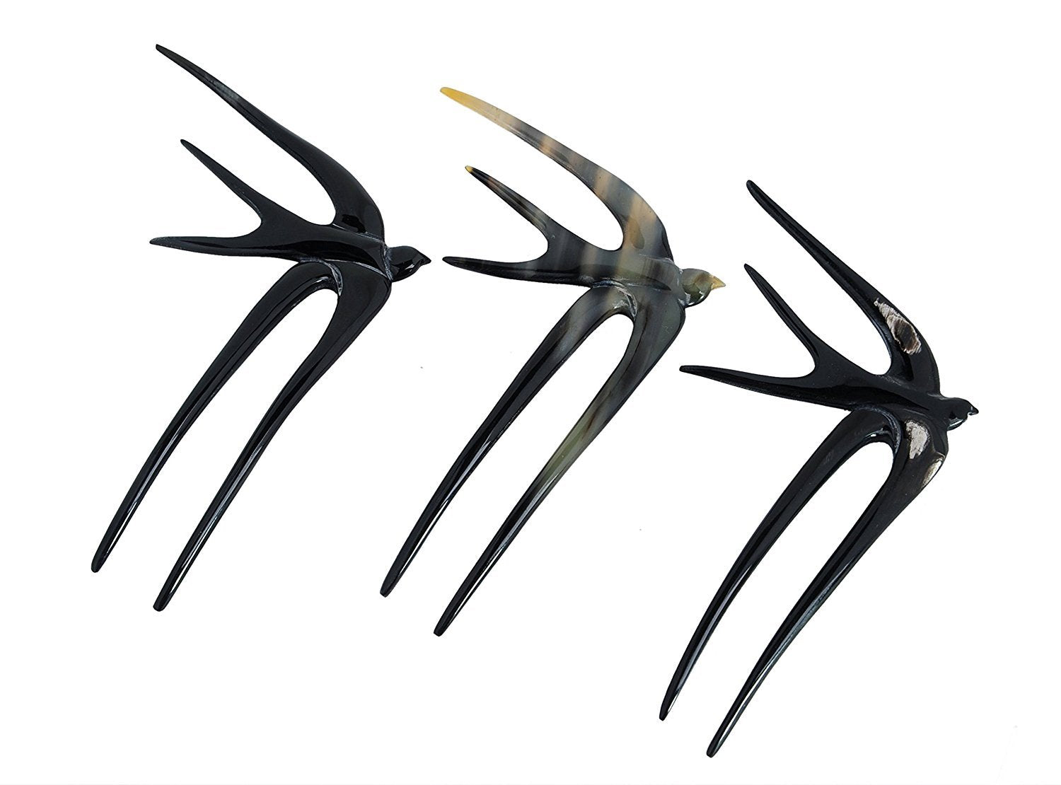 Marycrafts Black Buffalo Horn Swallow Bird Hair Fork, Hairfork, Hair Pin, Hairpin, Hair Accessory Toy Handmade 4.72