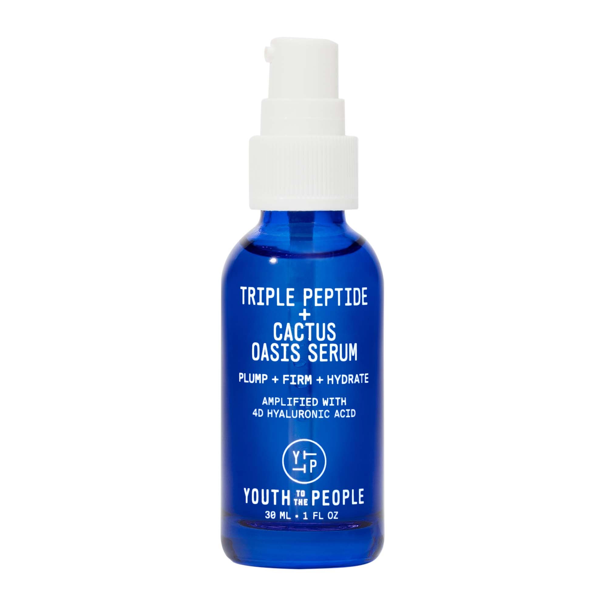 Youth To The People Triple Peptide + Oasis Face Serum (1 fl oz), Hydrates + Plumps Dry Skin, Hyaluronic Acid + Peptides, Fragrance-free, Vegan