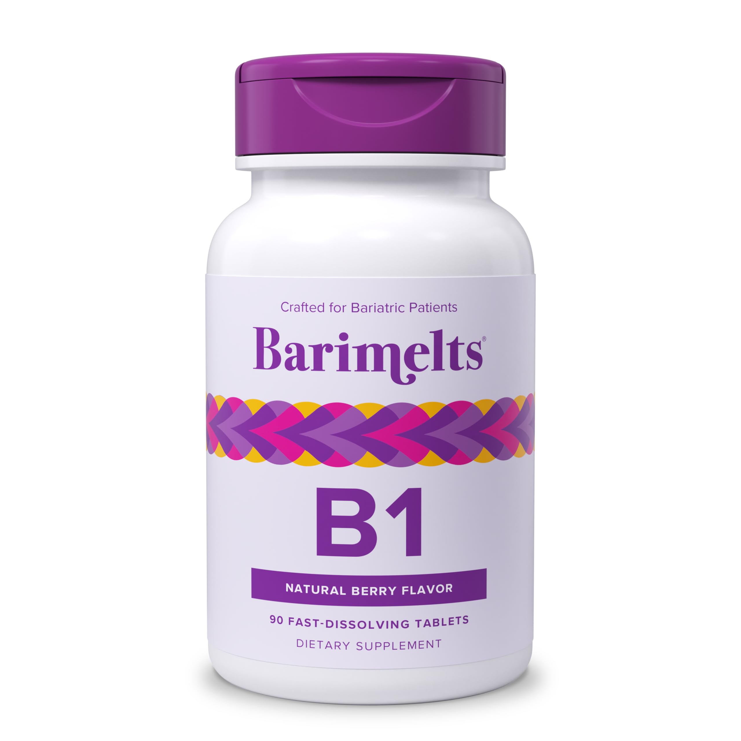 Barimelts Vitamin B1-90 Fast-Dissolving Tablets (3-Month Supply) - Sugar-Free Bariatric Vitamins for Women, Natural Berry Flavor