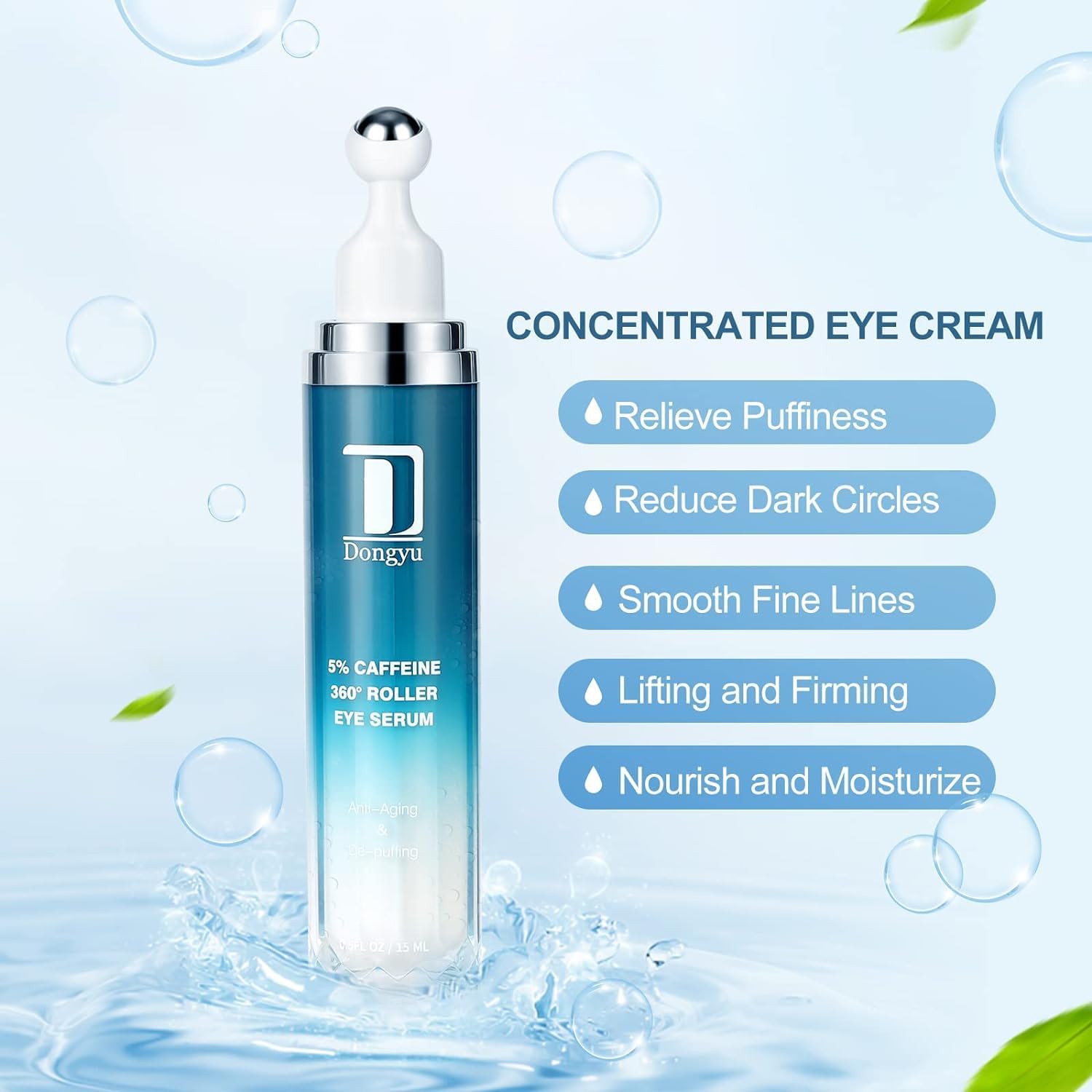 Caffeine Eye Cream for Dark Circles: Under Eye Cream Morning Skincare - Daily Eye Serum for Eyelids Puffiness (Formula Upgraded)