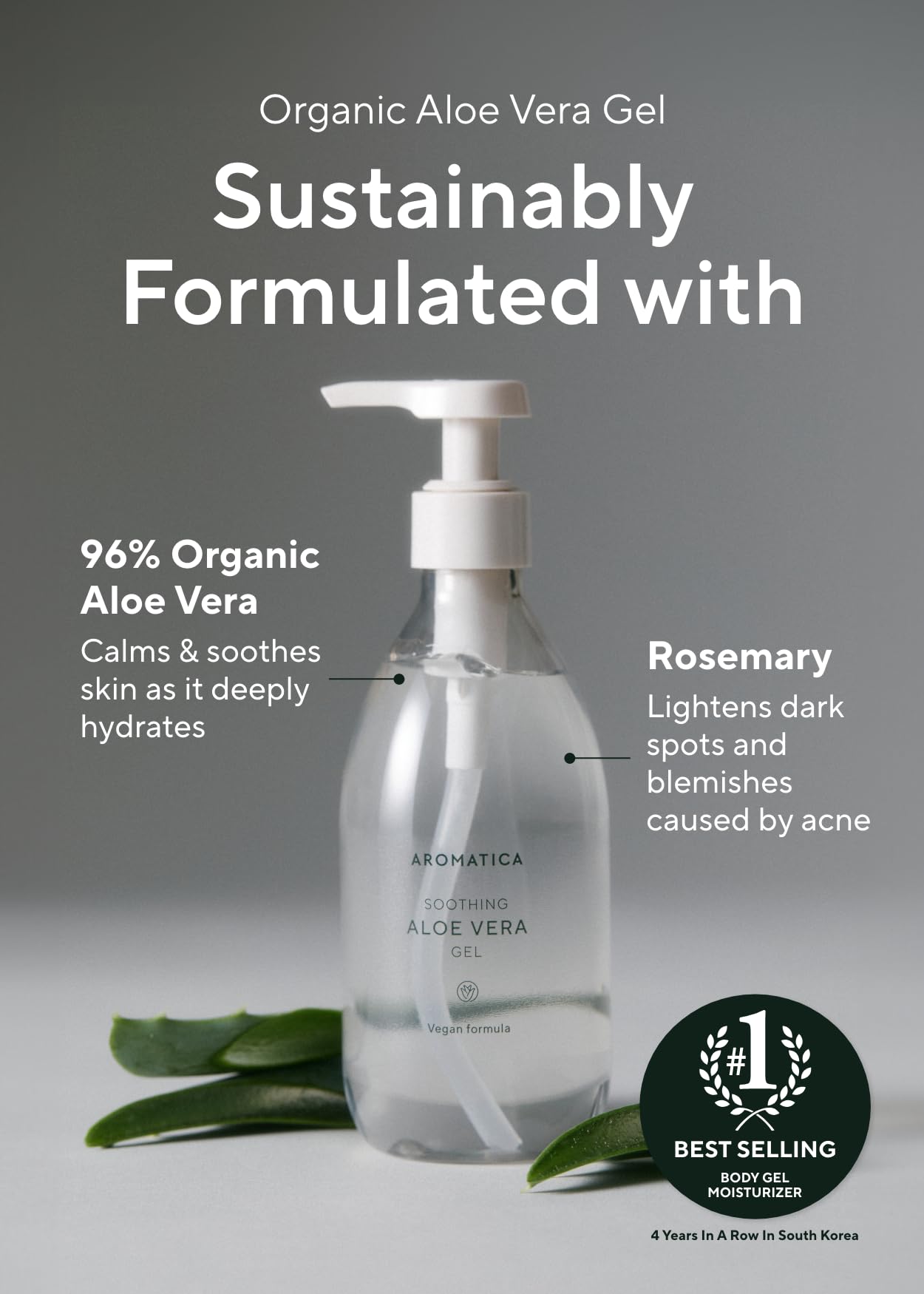 AROMATICA 95% Organic Aloe Vera Gel 300ml