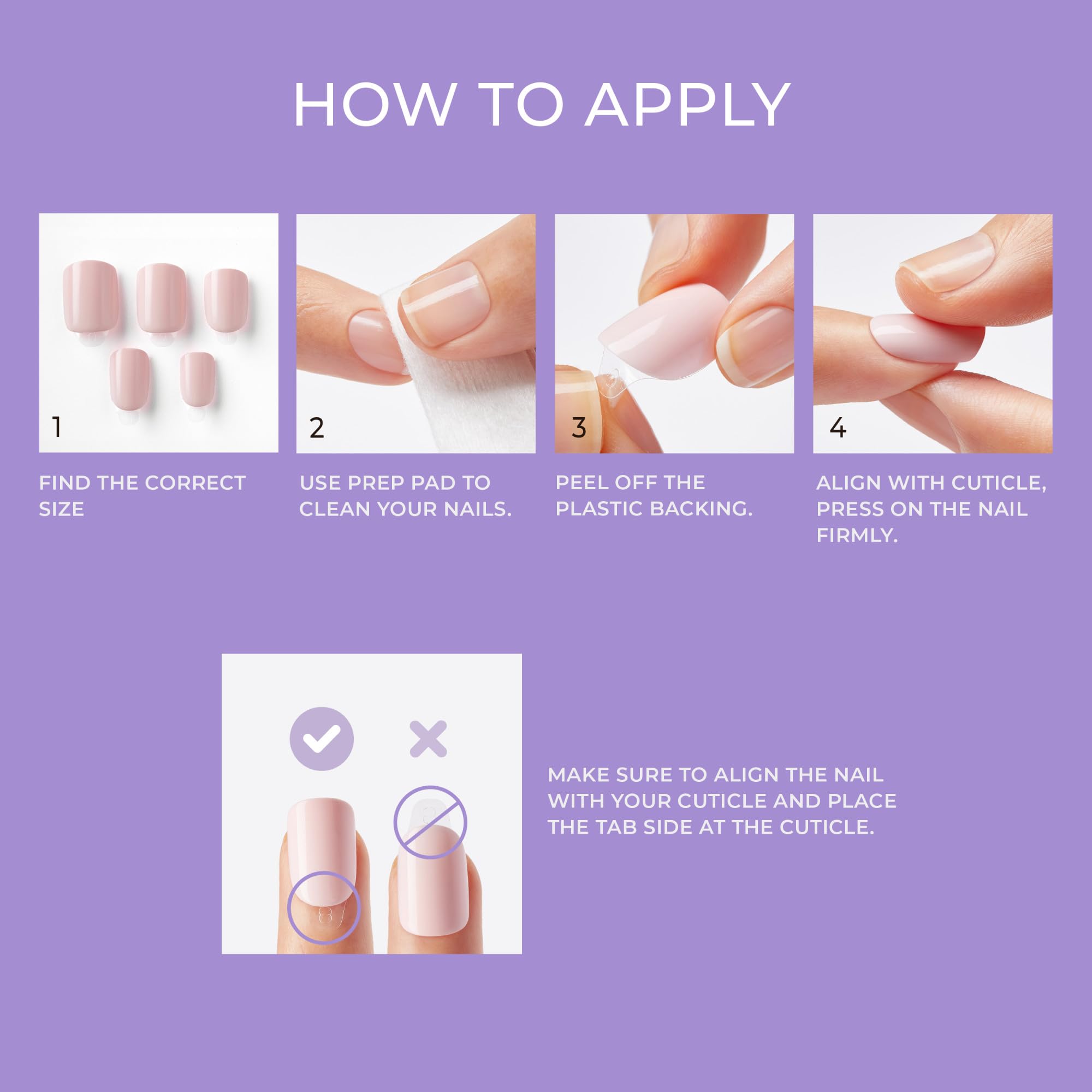 KISS imPRESS Color Press-On Manicure, Gel Nail Kit, PureFit Technology, Short Length, “Picture Purplect”, Polish-Free Solid Color Mani, Includes Prep Pad, Mini File, Cuticle Stick, and 30 Fake Nails