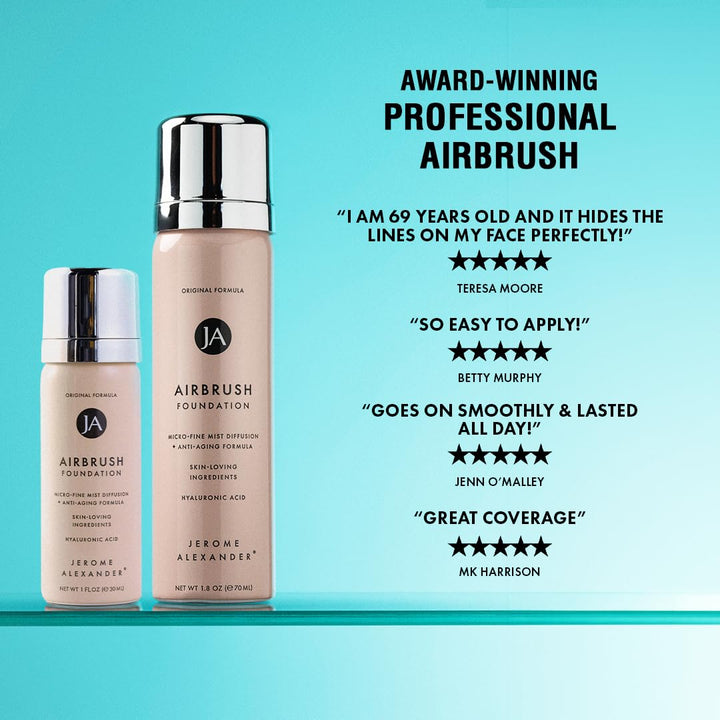 MagicMinerals AirBrush Foundation by Jerome Alexander, Mini Travel Size 1FL Oz, Easy Application Spray Makeup with Anti-aging Ingredients for Smooth Radiant Skin - Warm Beige
