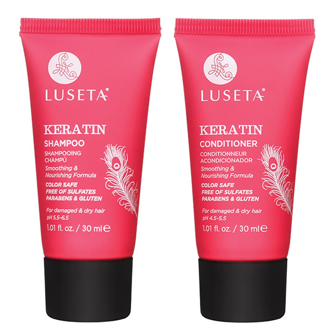 Luseta Keratin Shampoo and Conditioner Smooth and Hydrate Dry Damaged Hair Great for Color Treated Hair Sulfate Free and Gluten Free1.01 Fl Oz×2