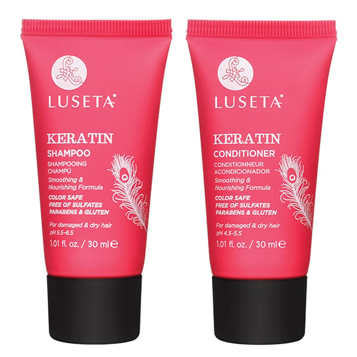 Luseta Keratin Shampoo and Conditioner Smooth and Hydrate Dry Damaged Hair Great for Color Treated Hair Sulfate Free and Gluten Free1.01 Fl Oz×2