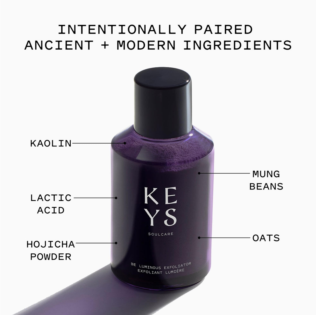Keys Soulcare Be Luminous Exfoliating Powder, Gentle Foaming Exfoliator Buffs Away Dull Skin with Oats & Lactic Acid, Vegan, Cruelty-Free, 2.29 Oz