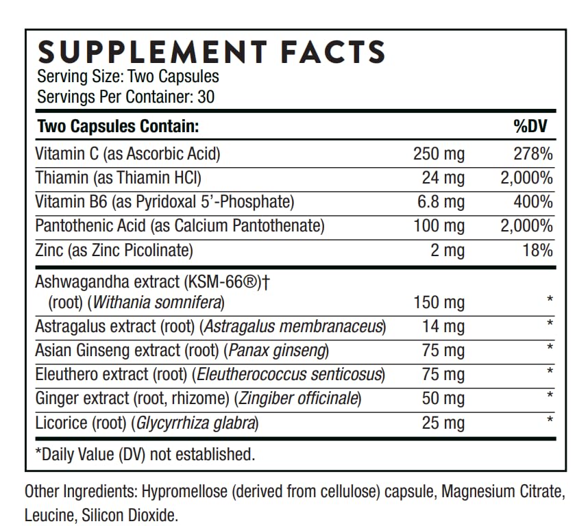 THORNE Stress Balance (Formerly Phytisone) - Adrenal Support Supplement with Vitamin C & Ashwagandha - Dairy-Free Health Support - 60 Capsules - 30 Servings