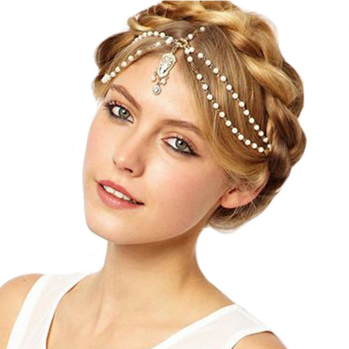 Aukmla Alloy Headbands For Women Head Chain With Sequines (Bead)