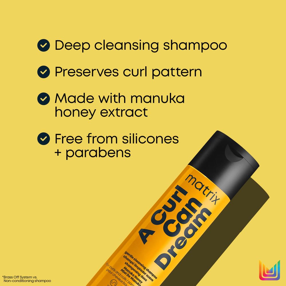 Matrix A Curl Can Dream Deep Cleansing Shampoo | Clarifying| Preserves Curl Pattern, Removes Build Up | For Curly & Coily Hair | Silicone & Paraben Free | With Manuka Honey Extract | 10.1 Fl. Oz.