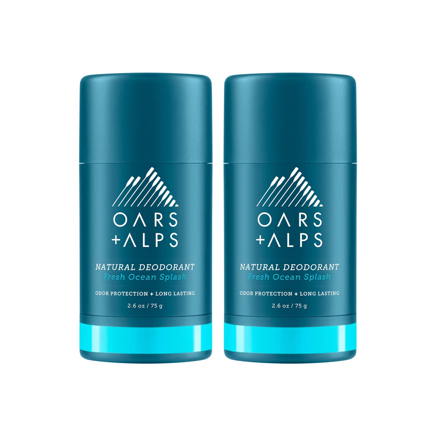 Oars + Alps Natural Deodorant for Men and Women, Aluminum Free and Alcohol Free, Vegan and Gluten Free, Fresh Ocean Splash, 2 Pack, 5.2 Oz