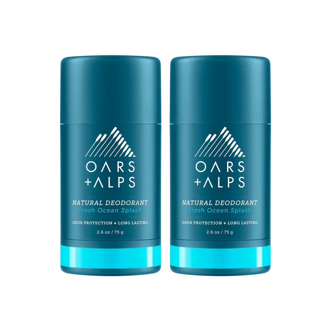 Oars + Alps Natural Deodorant for Men and Women, Aluminum Free and Alcohol Free, Vegan and Gluten Free, Fresh Ocean Splash, 2 Pack, 5.2 Oz