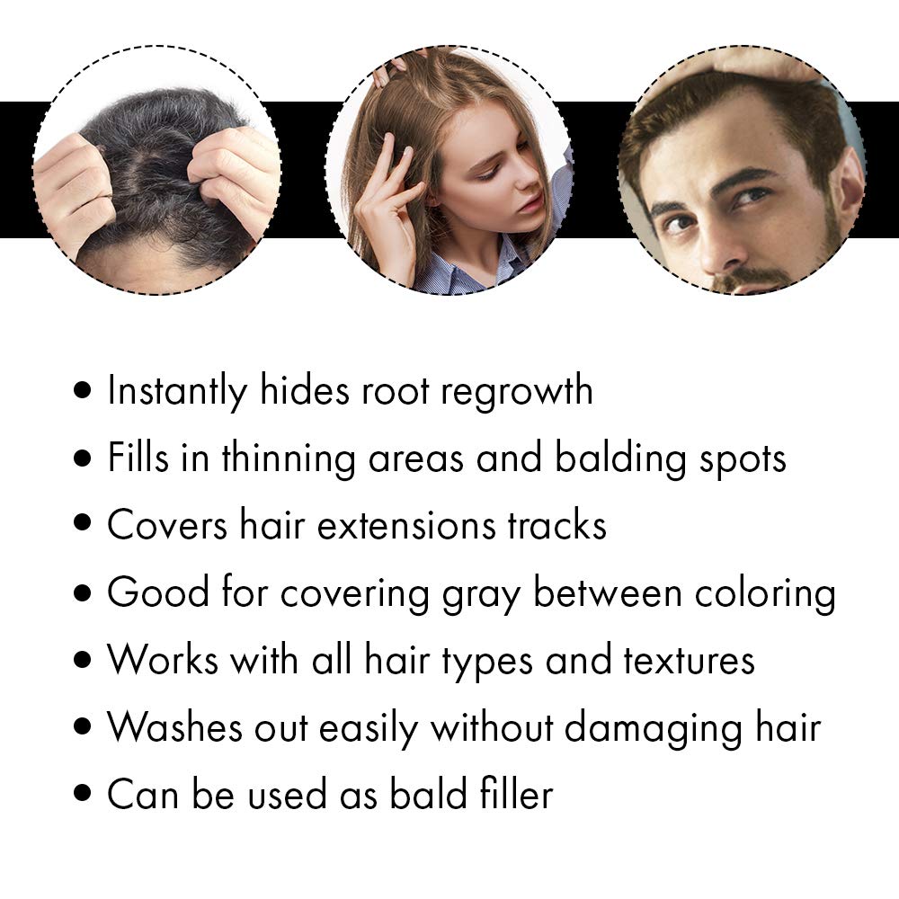 Jerome Russell Spray-on Color Dark Brown Hair Thickener, For Fine and Thinning Hair, Conceals Bald Spots, Grey Hair, Hides Root Re-growth, and Cover Hair Extension Tracks, Works for Men and Women, 3.