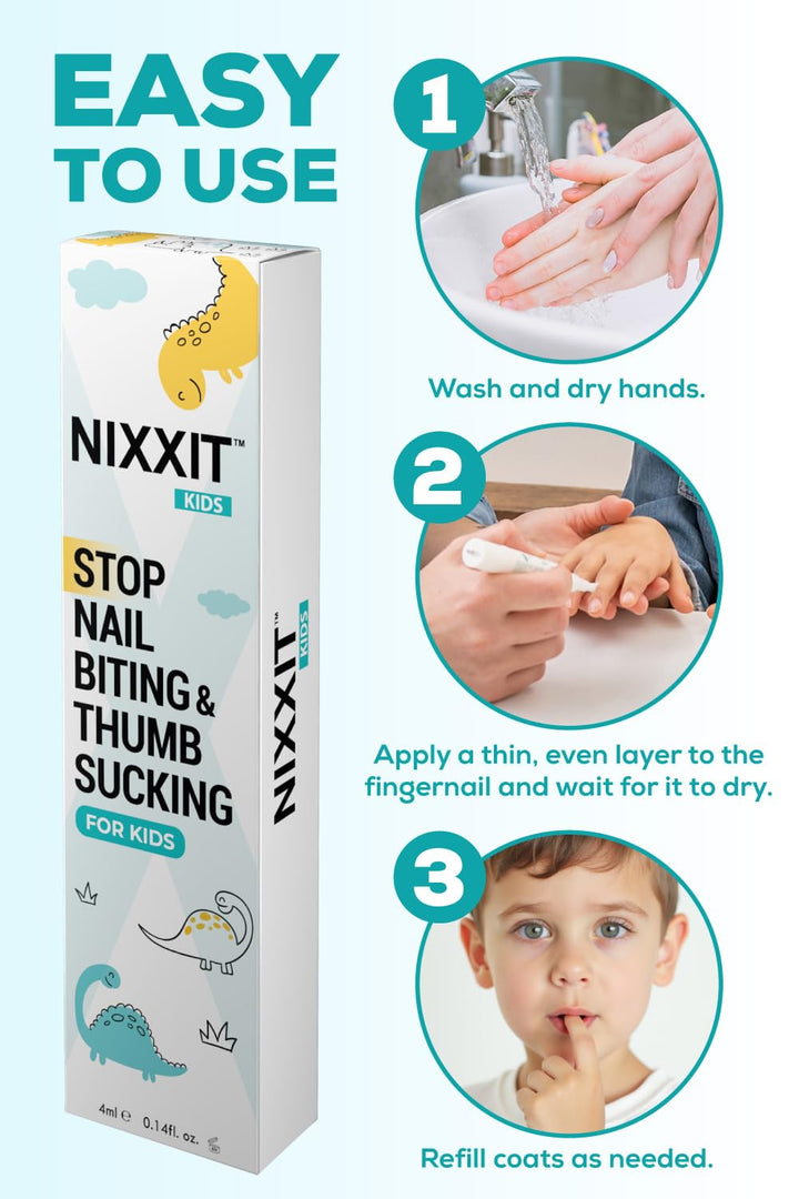 NIXXIT Nail Biting Treatment for Kids - Stop Thumb Sucking for Kids, Toddlers, Children - No Bite Nail Polish Pen - Non Glossy - Bitter Taste - Safe & Effective Solution