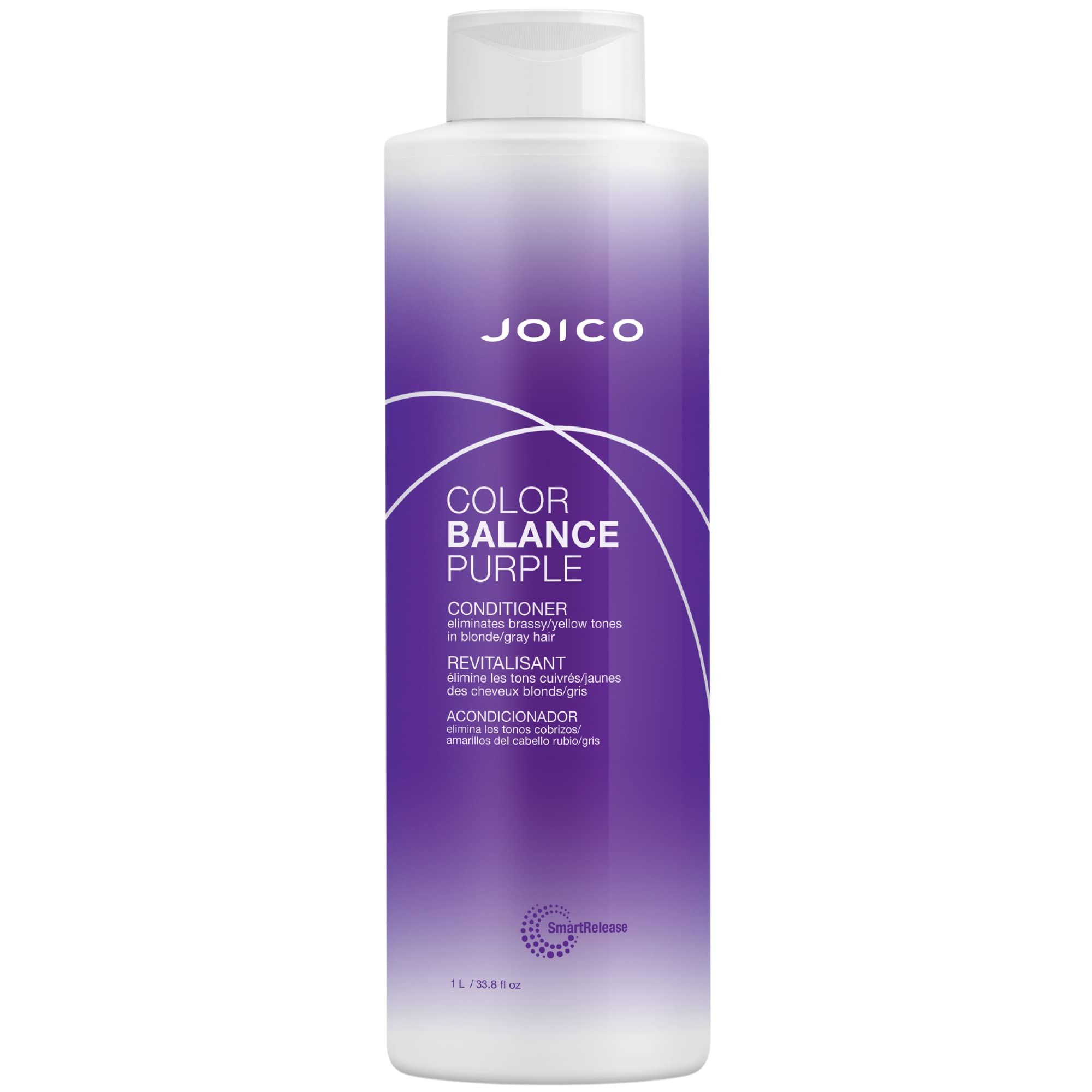 Joico Color Balance Purple Conditioner | For Cool Blonde, Gray Hair | Eliminate Brassy Yellow Tones | Boost Color Vibrancy & Shine | UV Protection | With Rosehip Oil & Green Tea Extract | 33.8 Fl Oz
