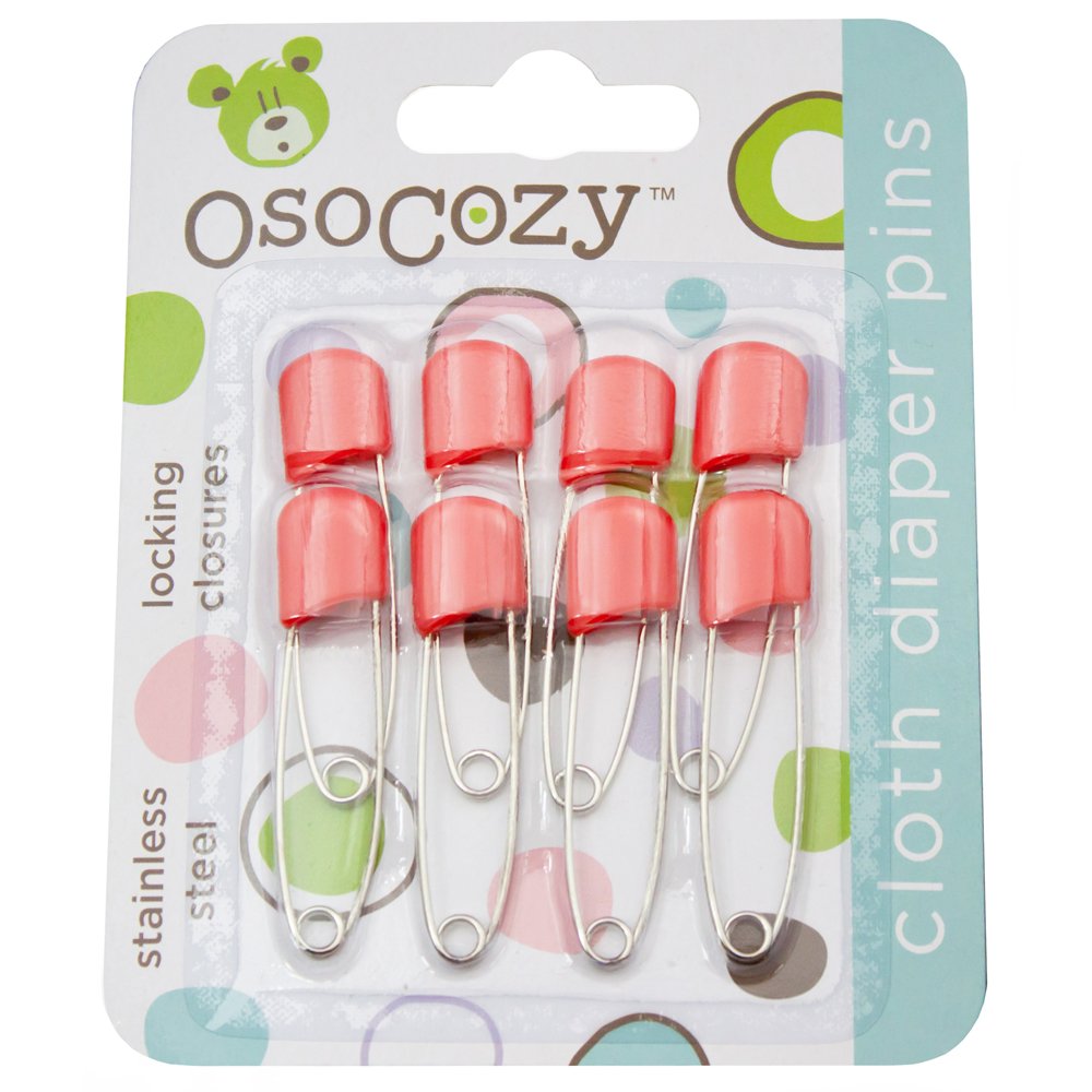 OsoCozy Diaper Pins - {Red} - Sturdy, Stainless Steel Diaper Pins with Safe Locking Closures - Use for Special Events, Crafts or Colorful Laundry Pins , 2.875 Inch x 0.25 Inch x 0.5 Inch
