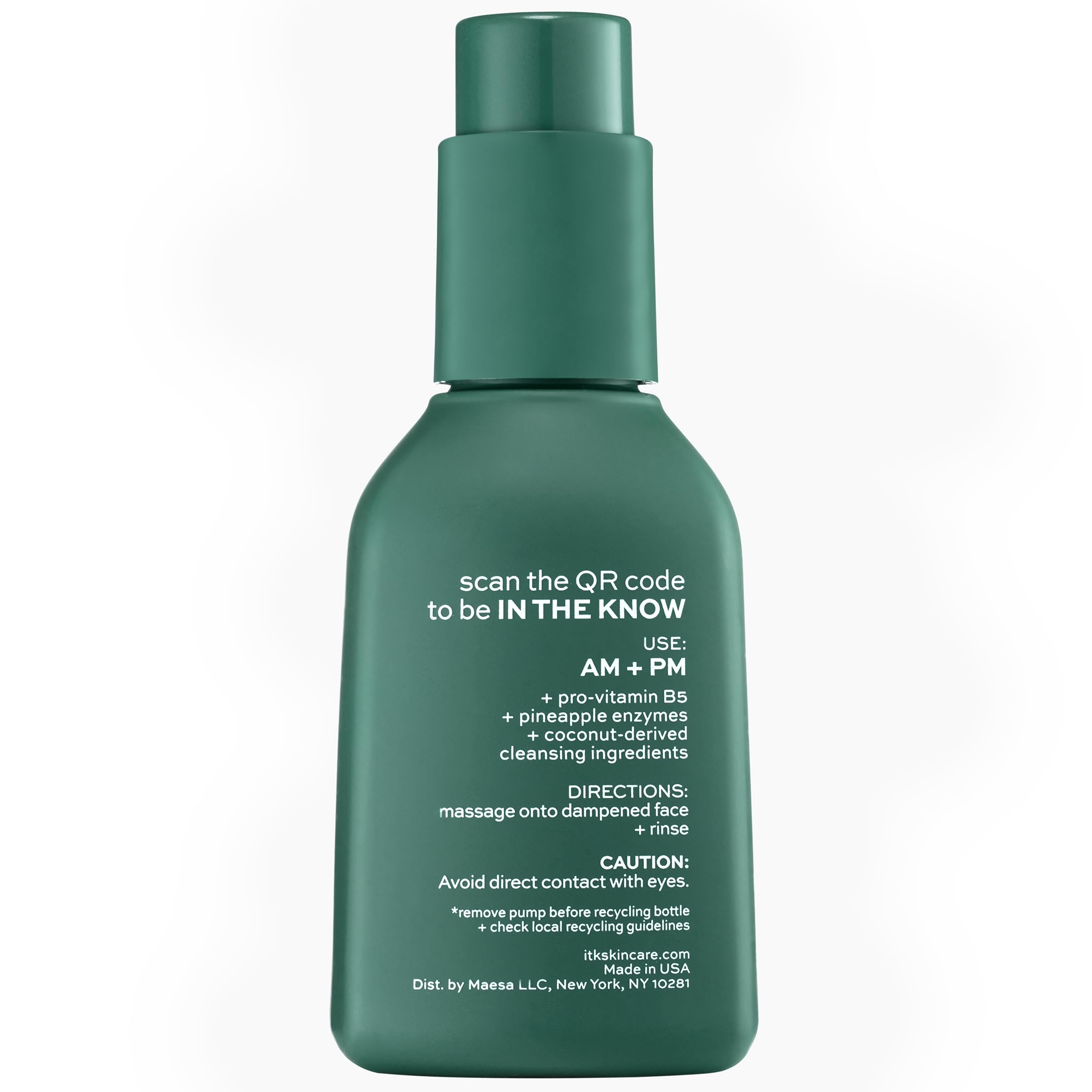 ITK Skincare 2-in-1 Milk-To-Foam Gentle Cleanser - Effective Face Wash + Makeup Remover with Vitamin B5, Pineapple + Coconut Enzymes for Radiant Skin - Cleanse, Remove Excess Makeup + Moisturize Skin