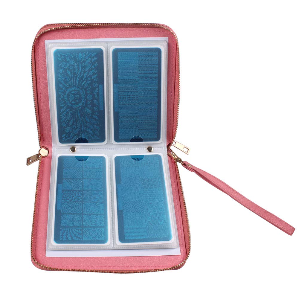 Light Pink : Finger Angel Nail Art Stamping Plates Double Zipper Cases 192 Slots Nail Stencil Carimbo De Unha Sellos New Arrival Placas Airbrush (Light Pink)