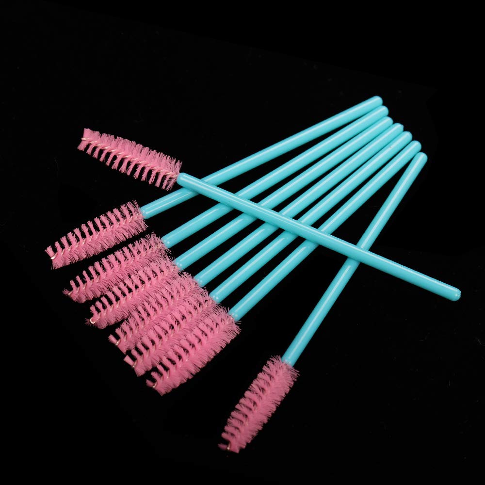 myaokue-up Mascara Wands, 300 Pack Disposable Lash Brushes for Eyelash Extensions Makeup Brush Bulk Tool Set, Blue/Pink