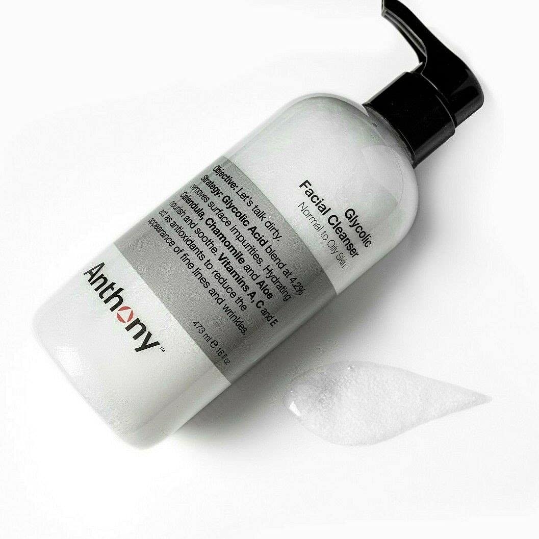 Anthonyââ‚¬â„¢s Glycolic Facial Cleanser for Men ââ‚¬â€œ Daily Cleansing Face Wash and Shave Prep ââ‚¬â€œ Hydrating, Exfoliating, and Gentle on Sensitive Skin ââ‚¬â€œ Non-foaming, 16 Fl Oz