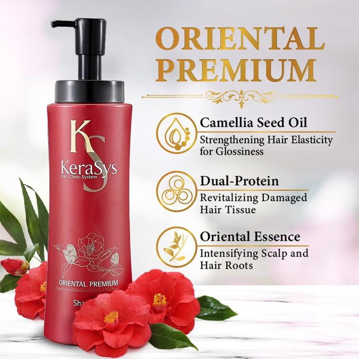 Kerasys Hair Clinic System Camelia Seed Oil Oriental Essence Dual Protein ORIENTAL PREMIUM 15.89 fl oz / 470 ml (Shampoo, 2-Pack)