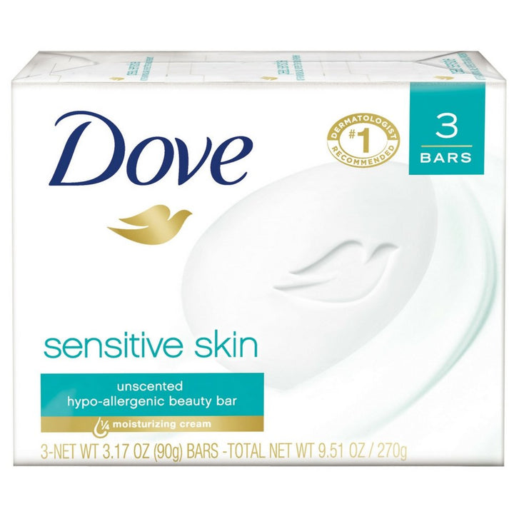 Dove Beauty Bar Sensitive Skin 3.17 oz, 3 Bar(Pack of 8)