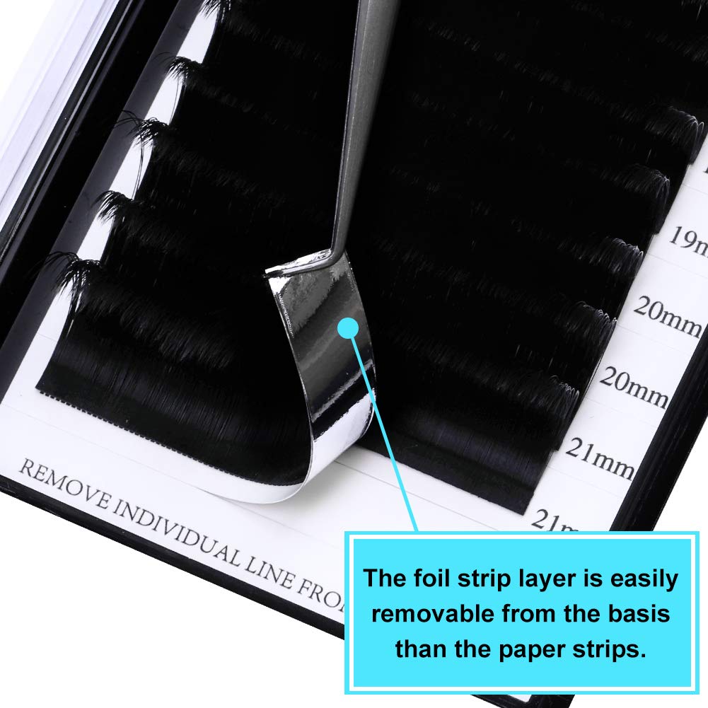 Volume Lash Extensions 0.07 D Curl 16-22mm Mixed Tray Easy Fanning Volume Lashes Matte Black Self Fan Eyelash Extension Supplies (0.07-D, 16-22mm Mix)